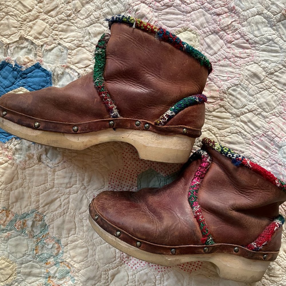 ❌SOLD❌ Rosa Mosa Leather and Wool Ankle Clogs